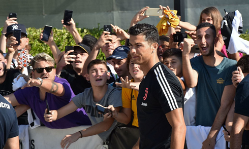 Cristiano Ronaldo arriving to the Juventus training center in the pre-season of 2019-20