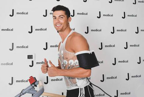 Cristiano Ronaldo going through fitness tests at the Juventus training and medical center