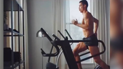 Cristiano Ronaldo running on a treadmill