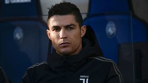 Cristiano Ronaldo seated on the bench for Juventus