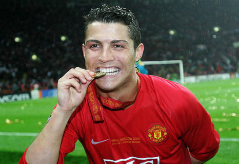 Cristiano Ronaldo winning silverware with Manchester United