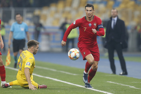 Cristiano Ronaldo in action in Ukraine 2-1 Portugal in the EURO 2020 qualifiers