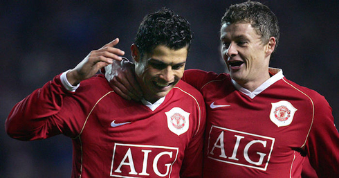 Cristiano Ronaldo and Ole Solskjaer in Manchester United days