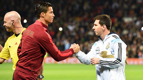Cristiano Ronaldo and Lionel Messi in Portugal vs Argentina