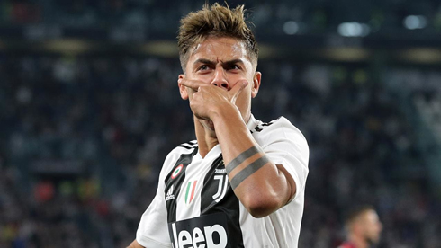 Dybala trademark goal celebration covering his face