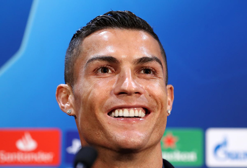 Cristiano Ronaldo smiling during a press conference