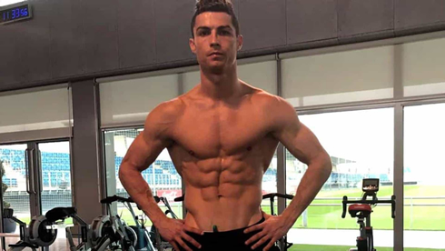 Cristiano Ronaldo after a gym workout