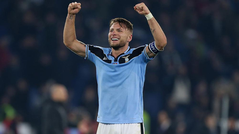 Ciro Immobile scores and celebrates goal for Lazio