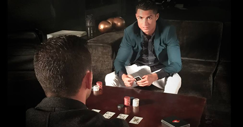 Cristiano Ronaldo playing poker at home