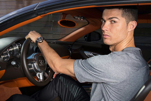 Cristiano Ronaldo inside his racing car