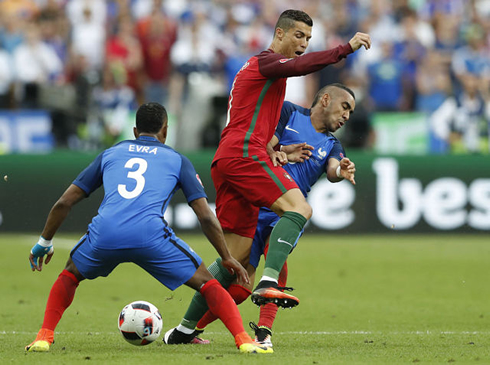 Cristiano Ronaldo getting fouled by Payet in the EURO 2016 final