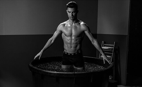 Cristiano Ronaldo on an ice bath recovery therapy