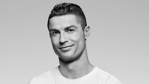 Cristiano Ronaldo black and white smile