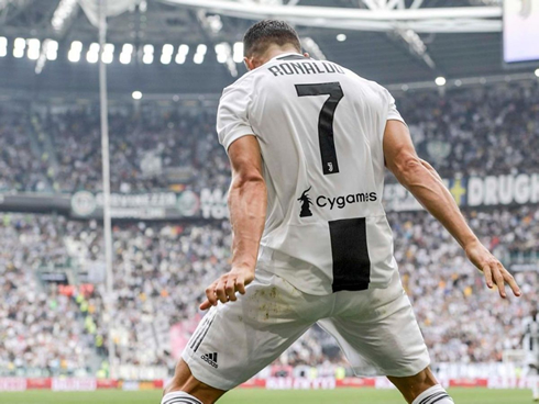 Cristiano Ronaldo scores and celebrates goal for Juventus