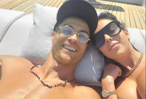 Cristiano Ronaldo next to his girlfriend Georgina Rodriguez