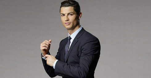 Cristiano Ronaldo dressed up in a work suit