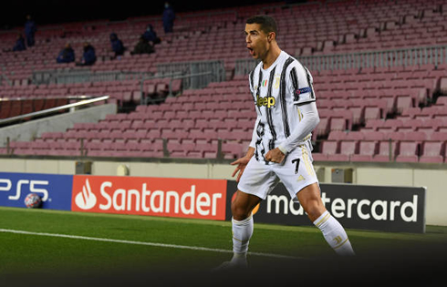Ronaldo scored two goals for Juventus against Barcelona