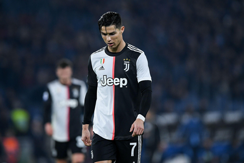 Cristiano Ronaldo heads down in Juve