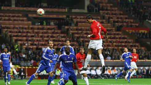 Cristiano Ronaldo header goal in the Champions League final between Manchester United and Chelsea
