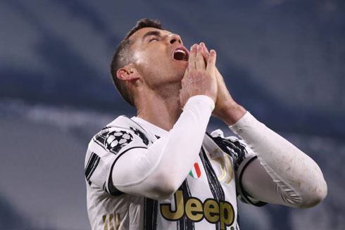 Cristiano Ronaldo reacts as Juventus gets knocked out of the Champions League
