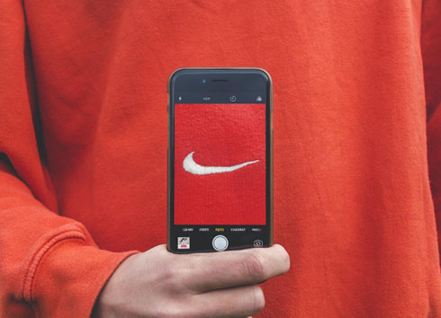 Nike logo on a smartphone