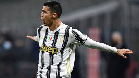 Cristiano Ronaldo celebrates scoring a goal for Juventus