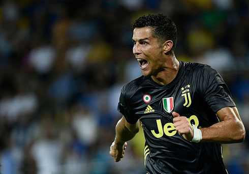 Cristiano Ronaldo scores and celebrates goal for Juve