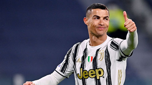 Cristiano Ronaldo looking happy in Juve