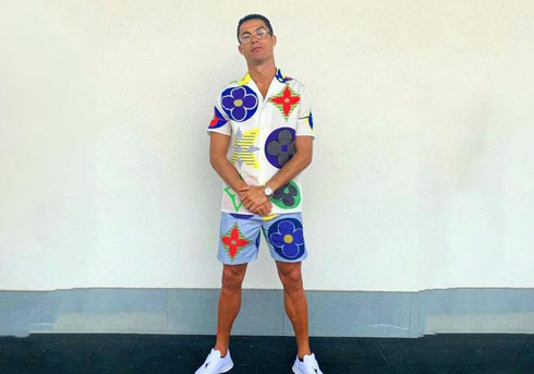 Cristiano Ronaldo wearing a Louis Vuitton outfit