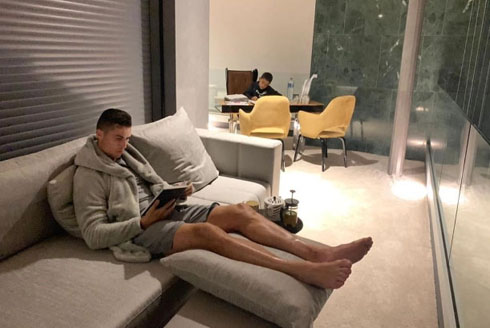 Cristiano Ronaldo relaxing at home