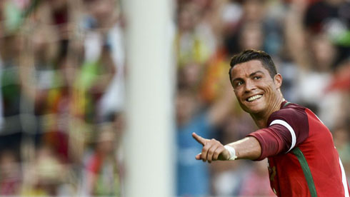 Cristiano Ronaldo scores a goal for Portugal