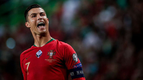 Cristiano Ronaldo wearing Portugal captain armband