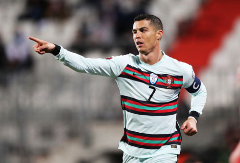 Cristiano Ronaldo wearing Portugal white shirt