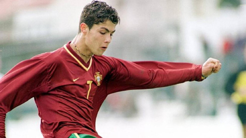 Cristiano Ronaldo playing for the Portuguese Under 21 National Team