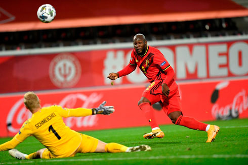 Romelu Lukaku playing for Belgium in the EURO 2020