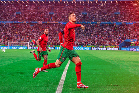 Cristiano Ronaldo after scoring against Hungary