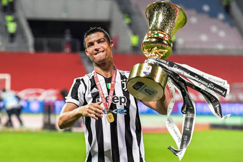 Cristiano Ronaldo winning trophies for Juventus