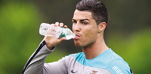 Cristiano Ronaldo drinking water