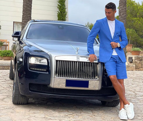 Cristiano Ronaldo wearing a blue suit