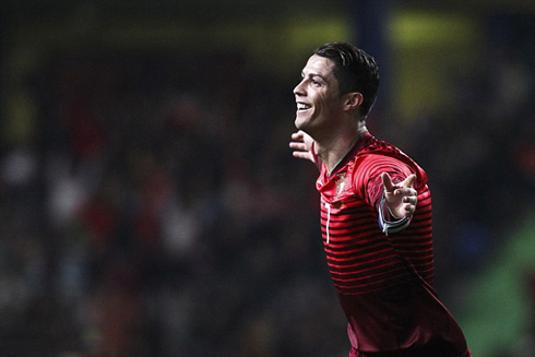 Cristiano Ronaldo celebrating a goal for Portugal