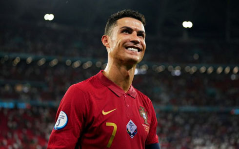 Cristiano Ronaldo smiling after a match for Portugal