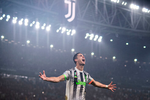 Cristiano Ronaldo celebrates goal at Juventus stadium