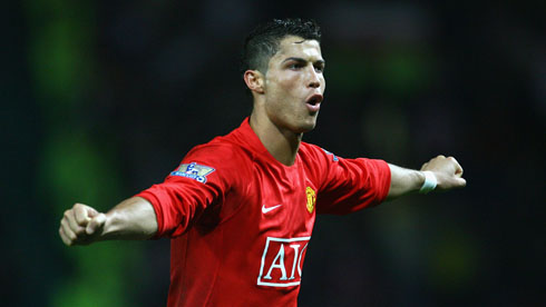 Cristiano Ronaldo celebrating Man Utd goal