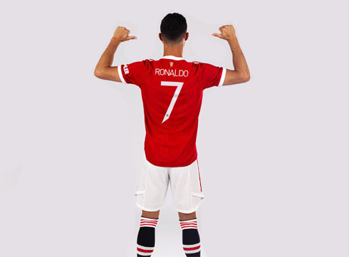 Cristiano Ronaldo back of his new shirt for Manchester United 2021-2022
