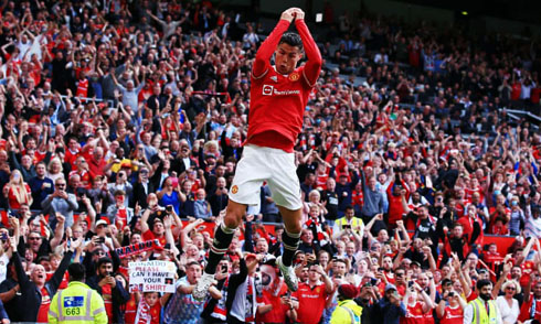 Cristiano Ronaldo scoring and celebrating in his own way