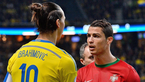 Cristiano Ronaldo and Ibrahimovic in Sweden vs Portugal