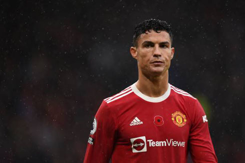Cristiano Ronaldo playing for Man United in 2021