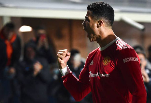 Cristiano Ronaldo celebrates United goal in Atalanta