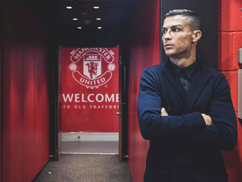 Cristiano Ronaldo waiting at Old Trafford tunnel entrance