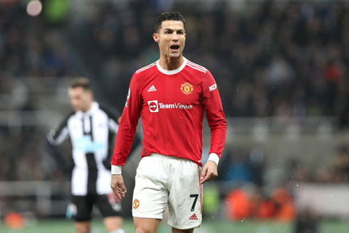 Cristiano Ronaldo yelling on the pitch